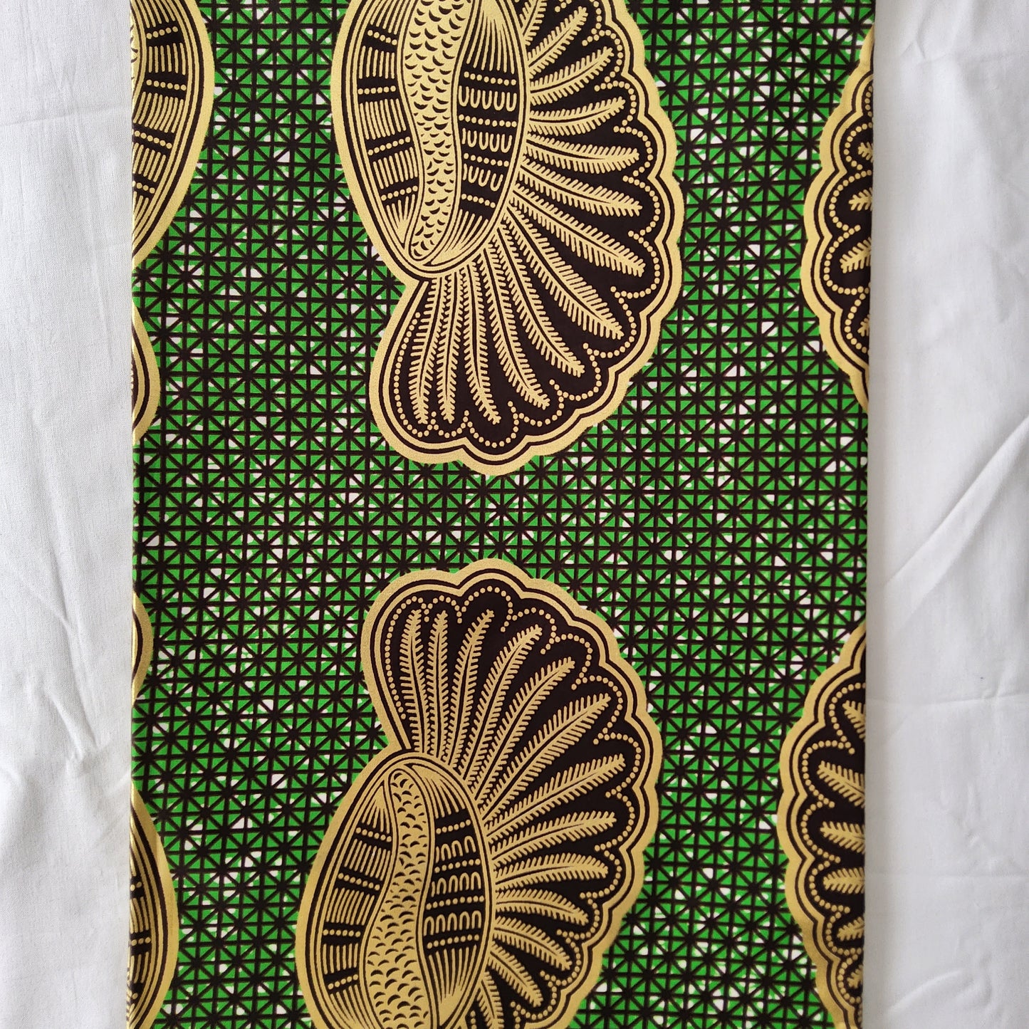REINVENTED CLASSIC GOLD EMBELLISHED AFRICAN WAX BLOCK PRINT FABRIC - 6 YARDS BUNDLE