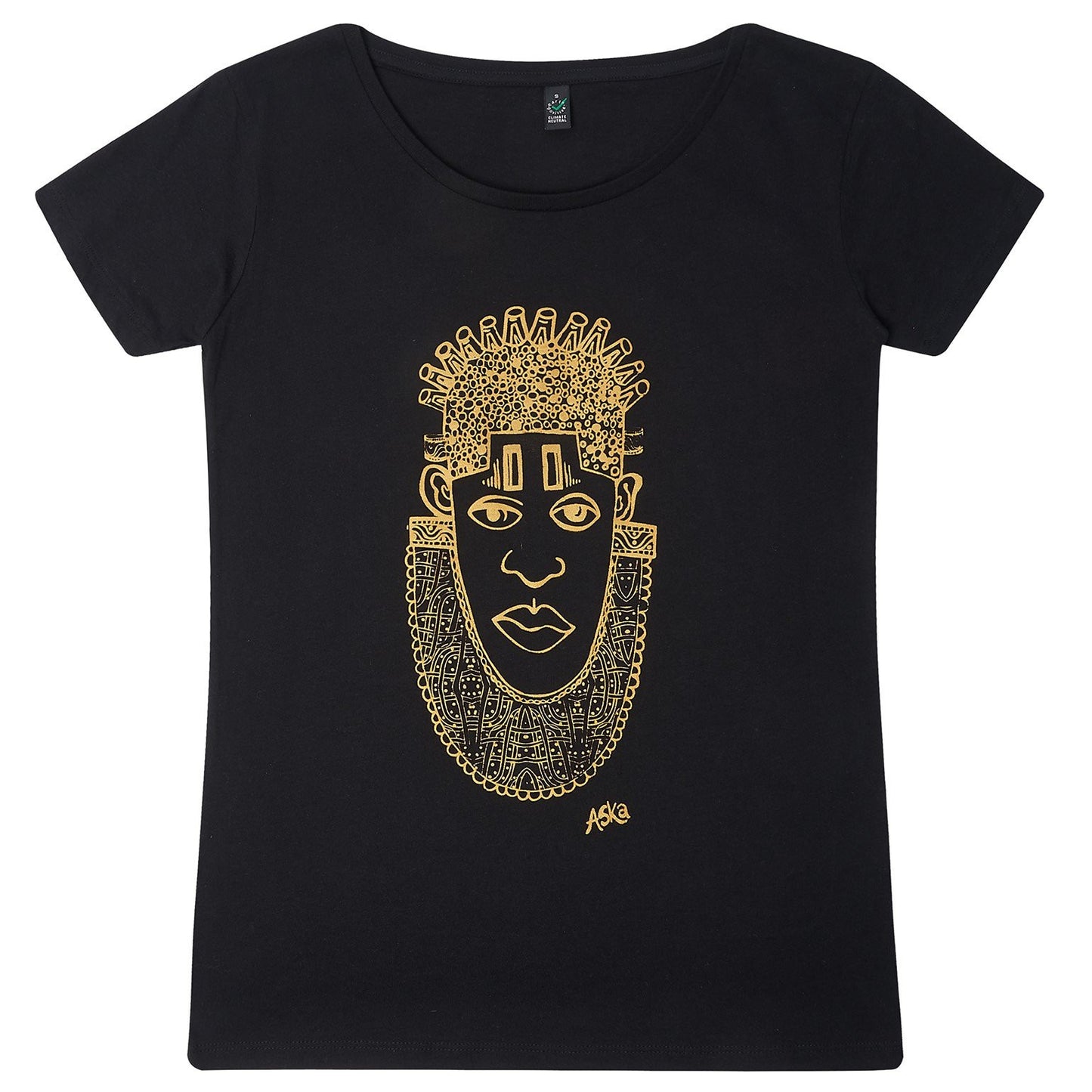 IDIA IN GOLD ART EARTH POSITIVE TEE- SCOOPED NECK