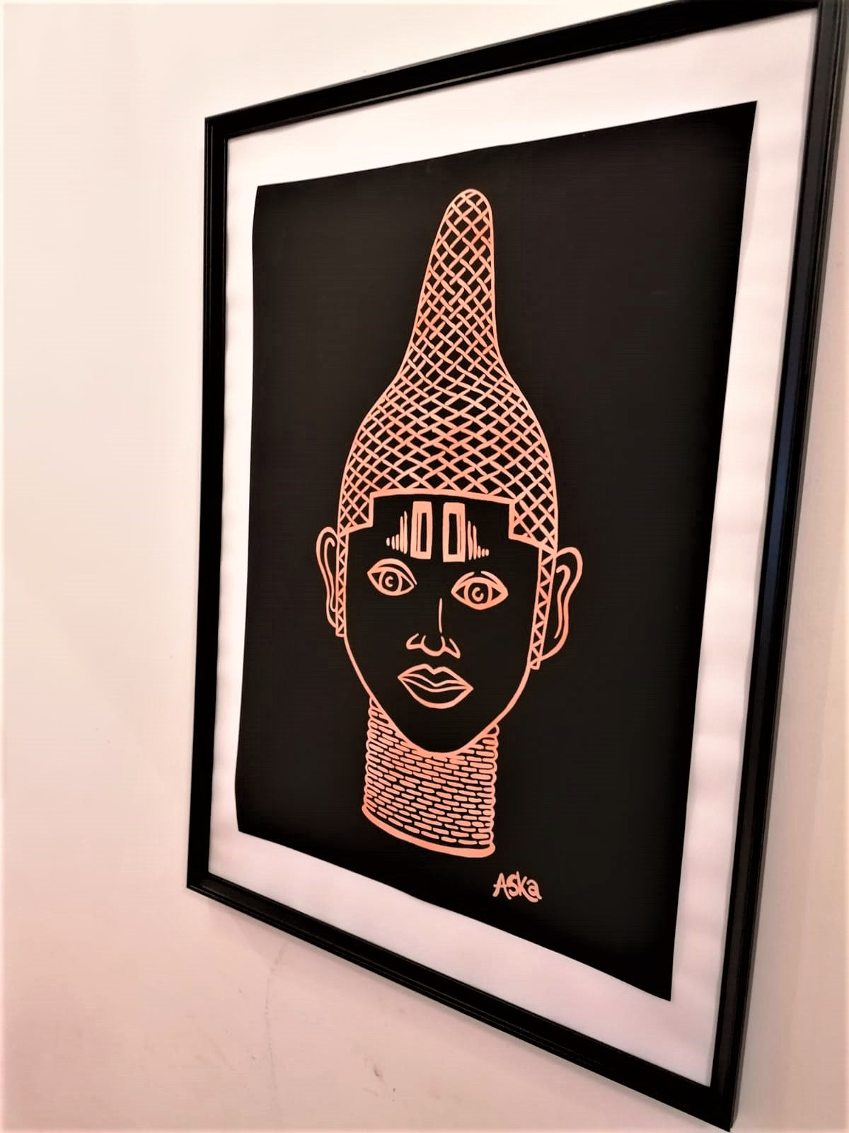 IYOBA Ancient African Inspired A2 Giclée Art Print in Rose gold