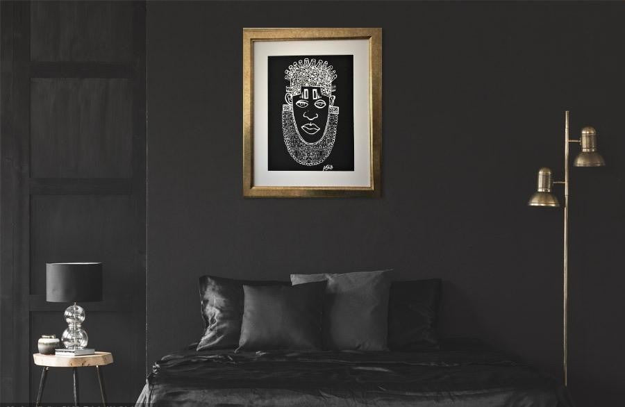 IDIA Ancient African Inspired A3 Giclée Art Print in Black